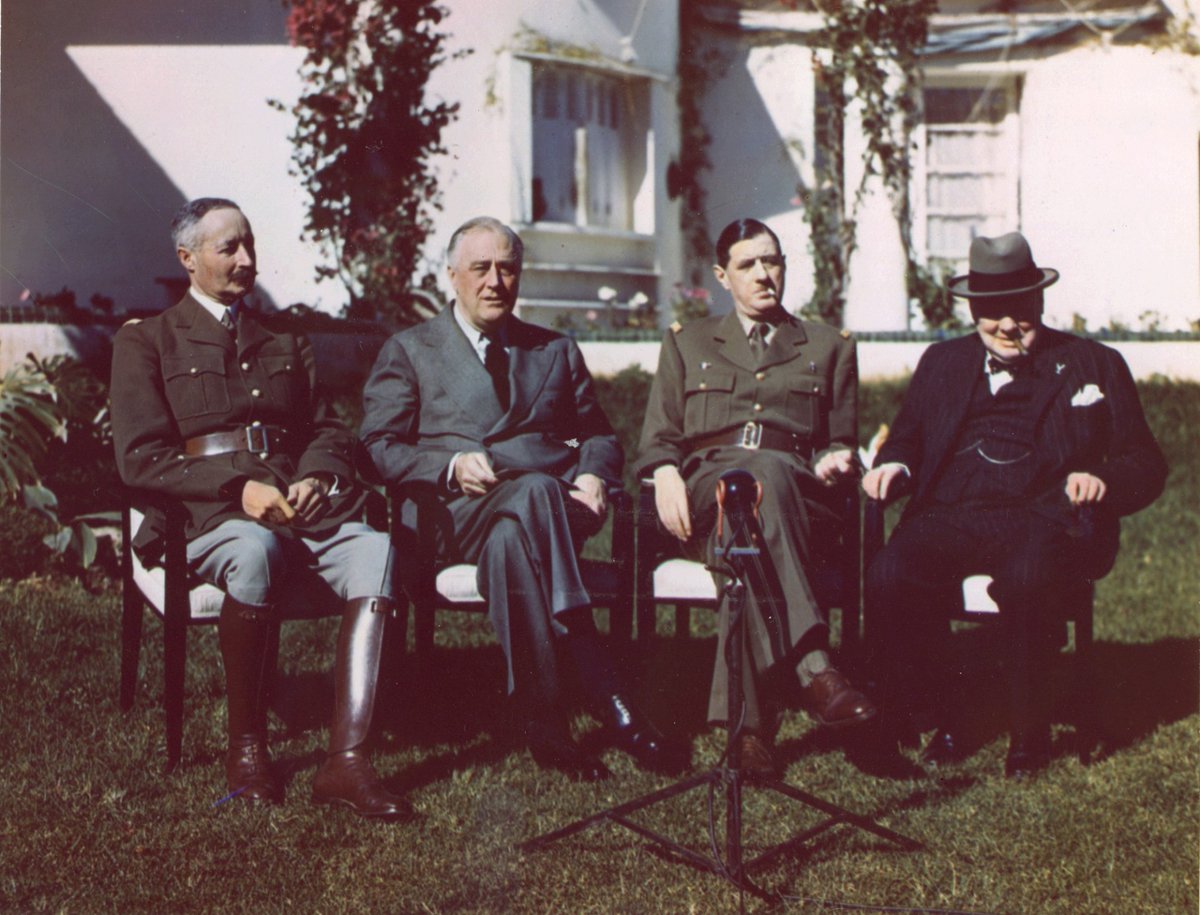 Leaders of Antifa from Britain, France and the USA discuss anti-fascist strategy, at Casablanca in 1943