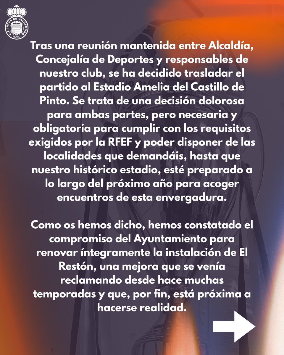 COMUNICADO OFICIAL| Atentamente la Junta Directiva CF. Inter de Valdemoro
