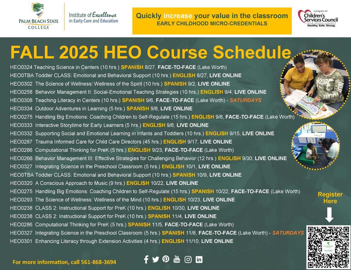We still have a few HEO courses left for Fall 2025! Get started on a badge, or micro-credential, earn CEUs, and even renew your CDA! Enroll today and then apply for the SEEK scholarship!

Register Here!
eventbrite.com/o/institute-of…