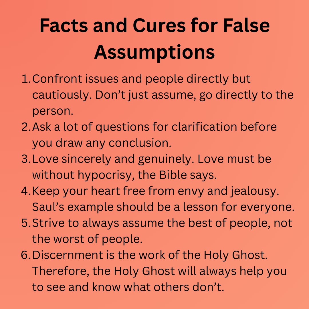 zcityofdavid's tweet photo. Blessings Brethren,
Do you know the facts and cure for False Assumptions? See how to overcome it below.
#ZionCityofDavidChurch #ZCOD #Job8 #Job11 #FalseAssumptions #Facts #Cure #Lessons https://t.co/xihnahyHy0