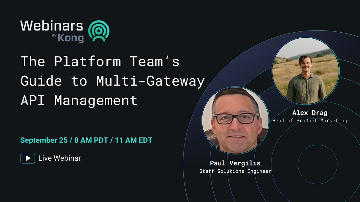 thekonginc's tweet photo. 🗓️ Don't miss our webinar on September 25th, "The Platform Team’s Guide to Multi-Gateway API Management." We'll discuss navigating the realities of managing APIs across multiple gateways and how to turn complexity into a competitive advantage.

Register here: https://t.co/bYhajdZCgd