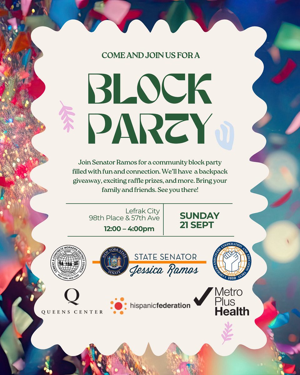 Block Party time! Join us THIS Sunday for a day of community, raffles, and backpack giveaways. Don’t miss it!