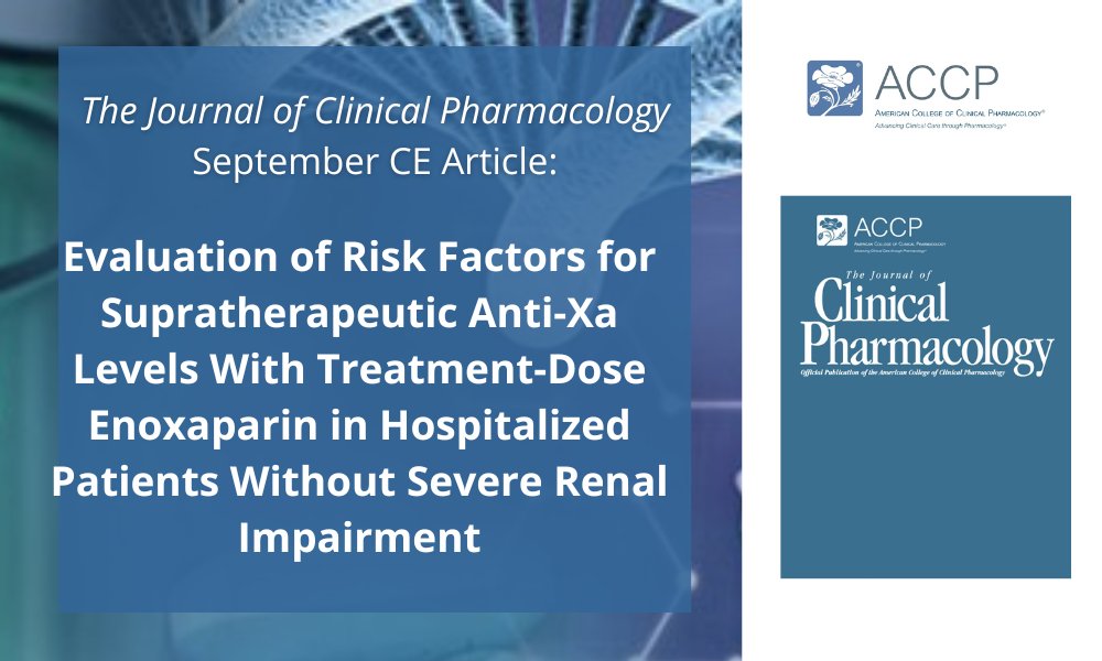 ACCP offers free CME and CPE credits to Members each month for a selected article in The Journal of Clinical Pharmacology! Non-members may obtain CE credits by accessing an entire year's worth of articles for the one-time fee of $75. bit.ly/3TSGkAF