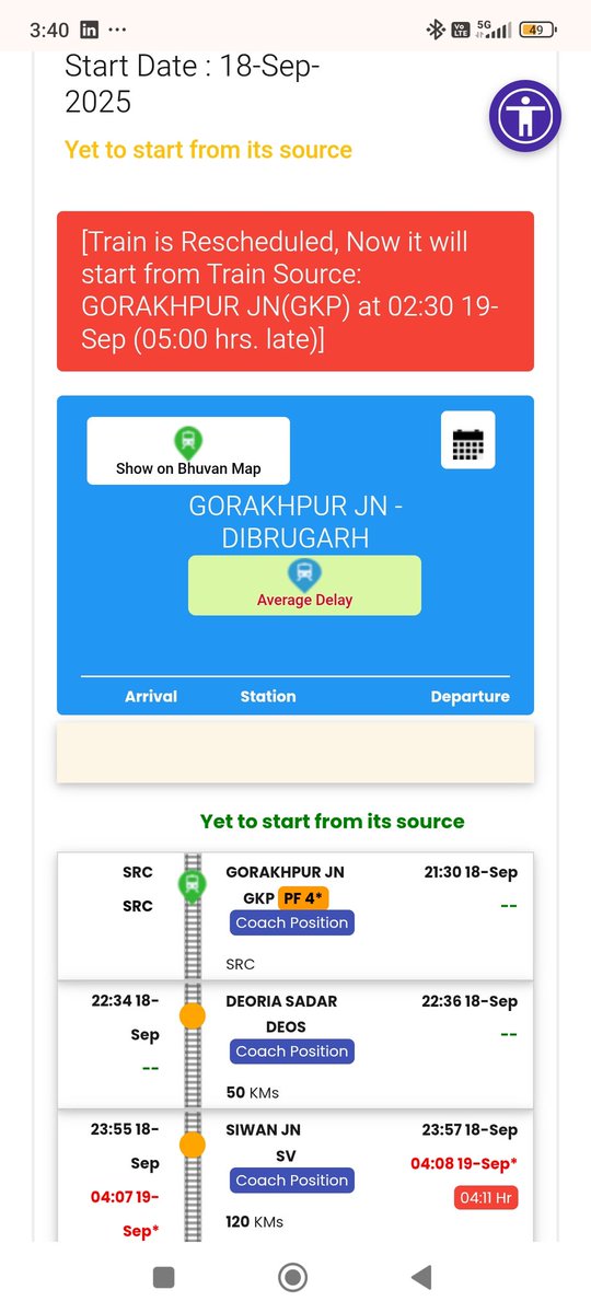 KumarArpan6's tweet photo. Train number 05977 which is scheduled for GKP to Dibrugarh on dated 18th Sep at 21:30 but came at 01:45 on 19th Sep. Now no one able 139 nor GPK Station team to tell us when it will depart, time is now 03:45am and it still stand on platform no 4.
#AshwiniVaishnaw #pmoindia https://t.co/6jnB2aotSu