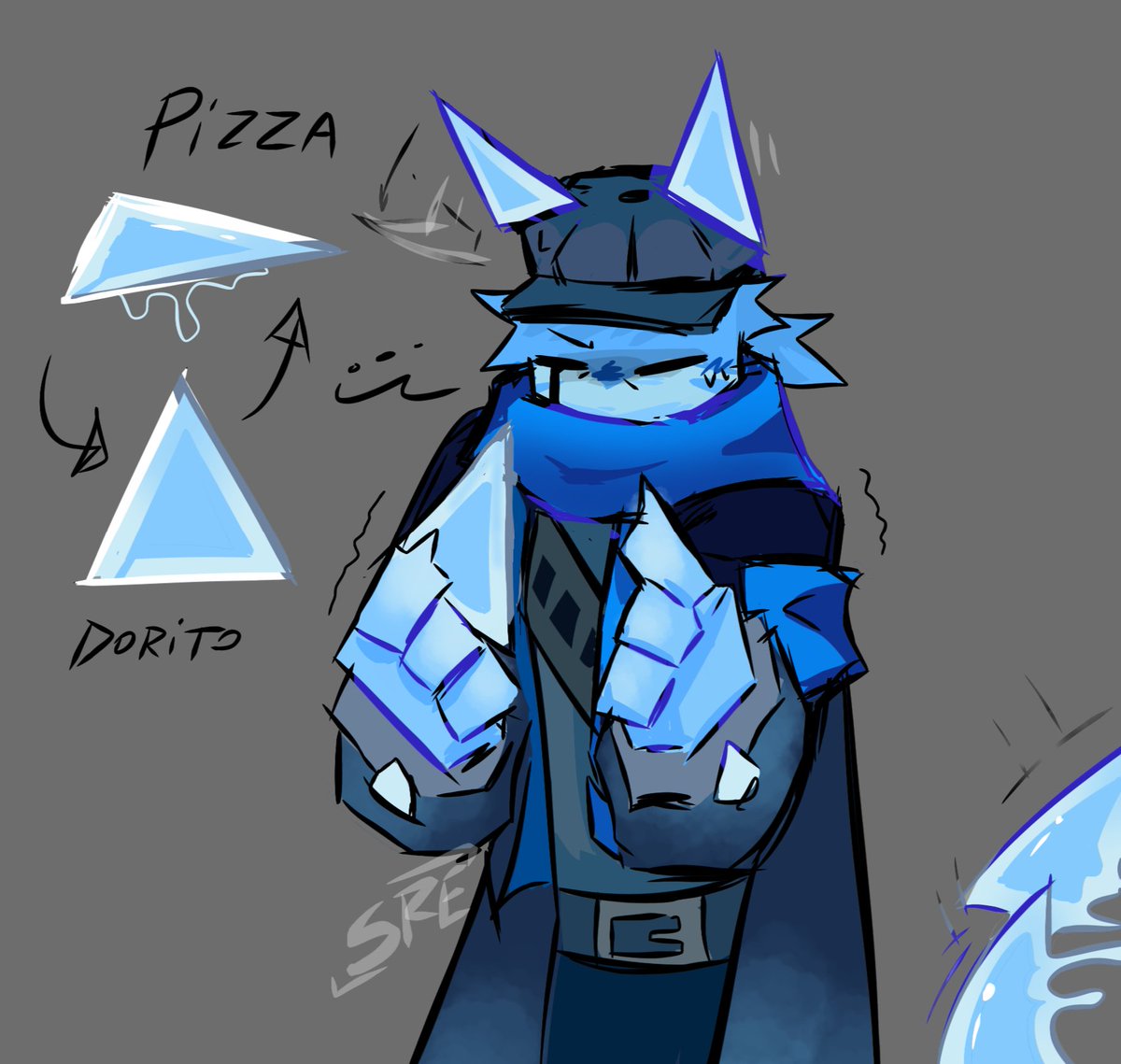 oh caracoles, digo-,  yo  ase un momento estaba triste por lo poco apoyada que fue mi dibujo.  (ahora me llueven de la nada los likes 🥺🤧💖)
relleno 👇
contexto de este dibujito:   yo no me decido si ver que son pizzas o Doritos  azules🤔. (help) 

#forsaken #JustShapesAndBeats