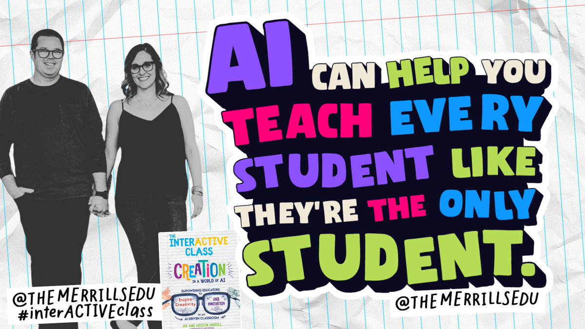 themerrillsedu's tweet image. &quot;It&apos;s like having a full time assistant right alongside you.&quot;

Learn how AI can meet students where they are, and take them on a journey to explore their greatest potential! 🚀

Check out our 💥ALL NEW💥 book ⤵️
amzn.to/42cjfeS 

#interACTIVEclass #AIinEDU