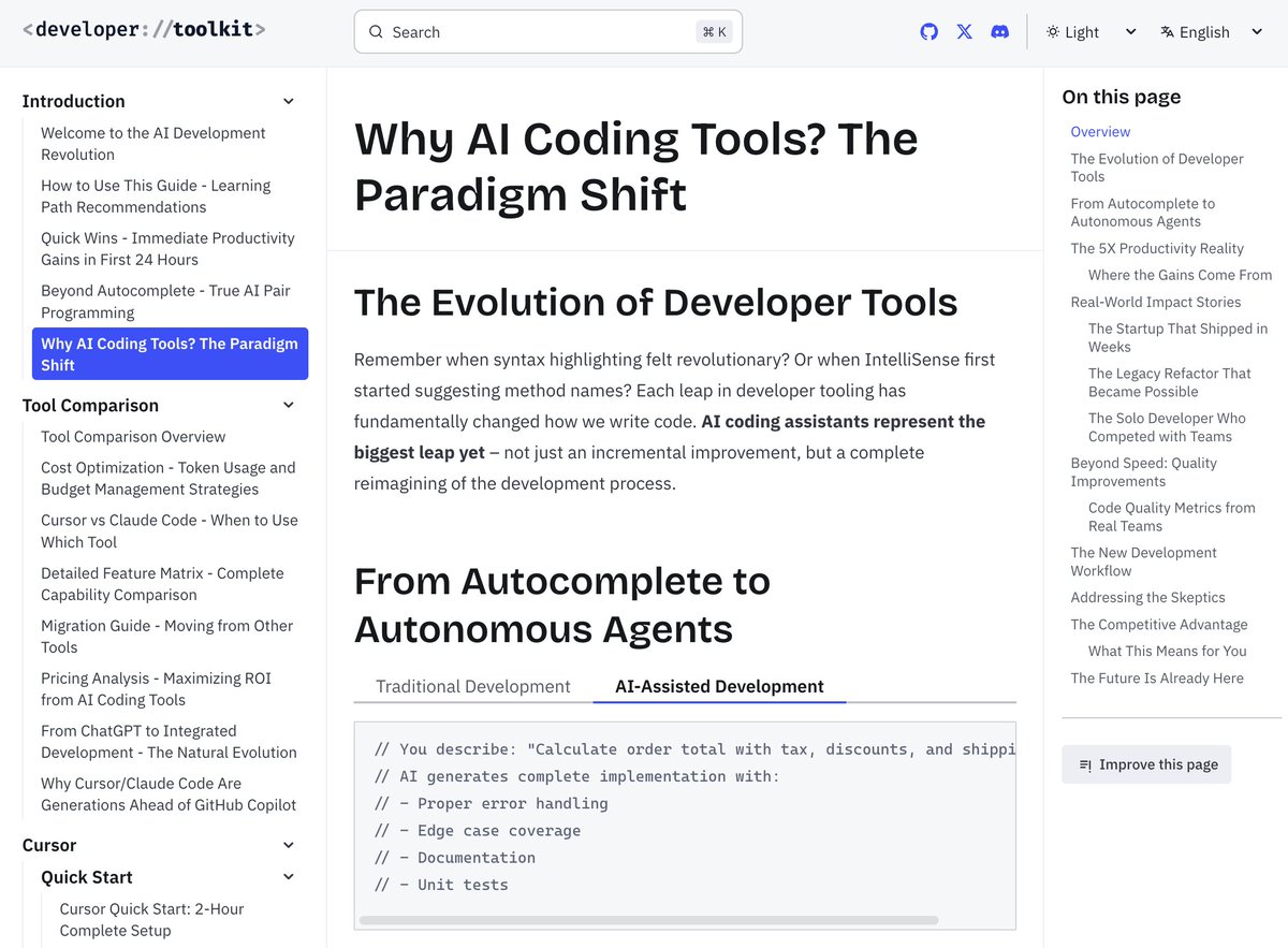 devtoolkit_AI's tweet image. Shipping a boring-in-the-good-way intro to AI dev. Not an early adopter? Perfect. Learn Cursor/Claude Code, see what’s real today, use MCP without yak-shaving. CTOs: standardized playbooks. What would make this 10× more useful for you?