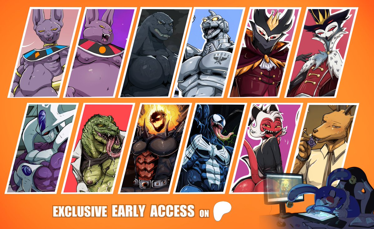 No matter your taste on men-- (aliens, demons, gods, mechas or a hellspawn monster!) you'll find your type someday! ❤️

 —or get them in early access on my Patreon! 👀

patreon.com/teastuff.