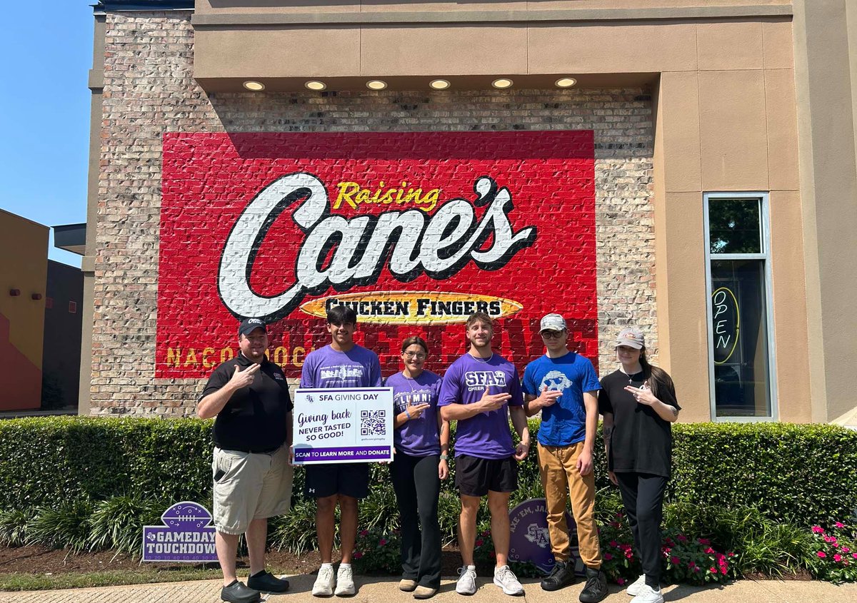 SFASU's tweet image. We're so grateful to our local businesses and the many Lumberjacks who help make #SFAGivingDay a success. Thank you! 💜🤍 

There's still time to donate! Give at gosfa.com/givingday. #JacksGiveBack #AxeEm