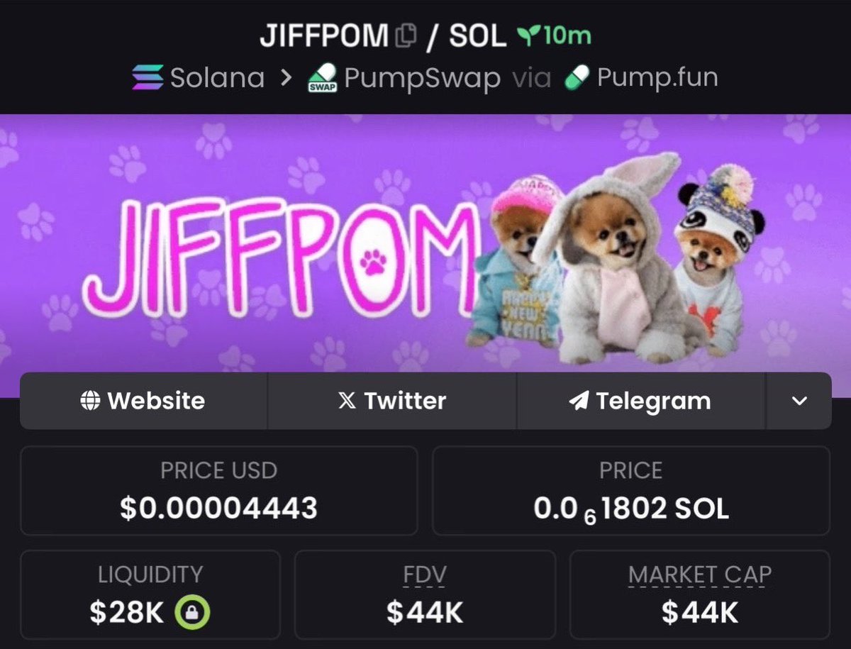 Author_Fxt's tweet photo. ⚡ #JIFFPOM surged from $44K → $280K MC 🌍
Bright gains, stronger moves ahead.
📩 DM to secure your spot 🌞
Ca. 7Rw4dgDuwESJEcCAbhxAghLcmkXM5QotupWq8PPc1UeC https://t.co/pe1ee0ozFk