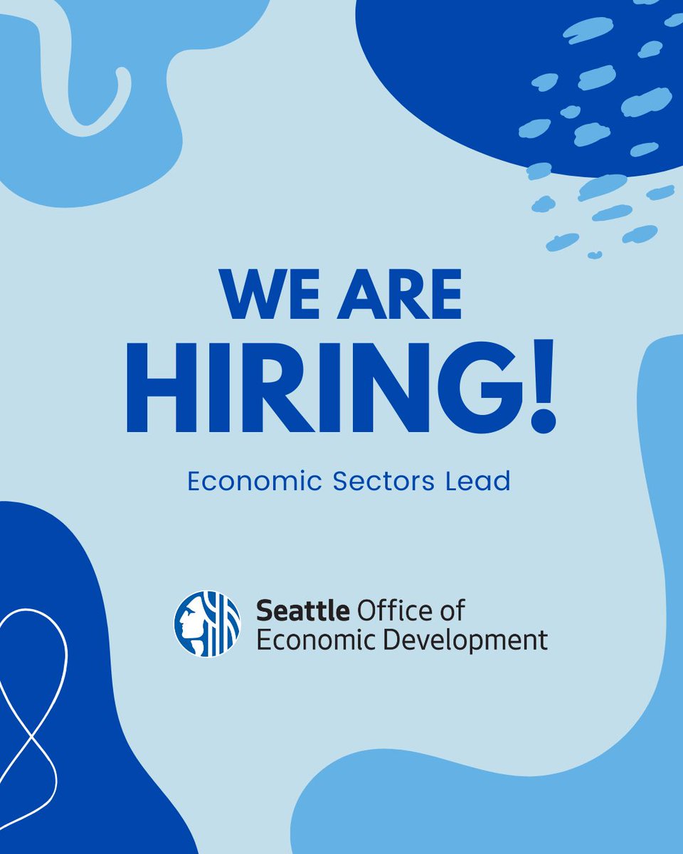 SeattleEconomy's tweet photo. Help us shape Seattle's economic future! We’re hiring an Economic Sectors Lead to guide cross-sector growth strategies and ensure economic growth is equitable and inclusive for all.

For more details and to apply: https://t.co/HfKrQeEap8

#SeattleOED #SeattleEconomy #SeattleJobs https://t.co/MhStU3c8l9