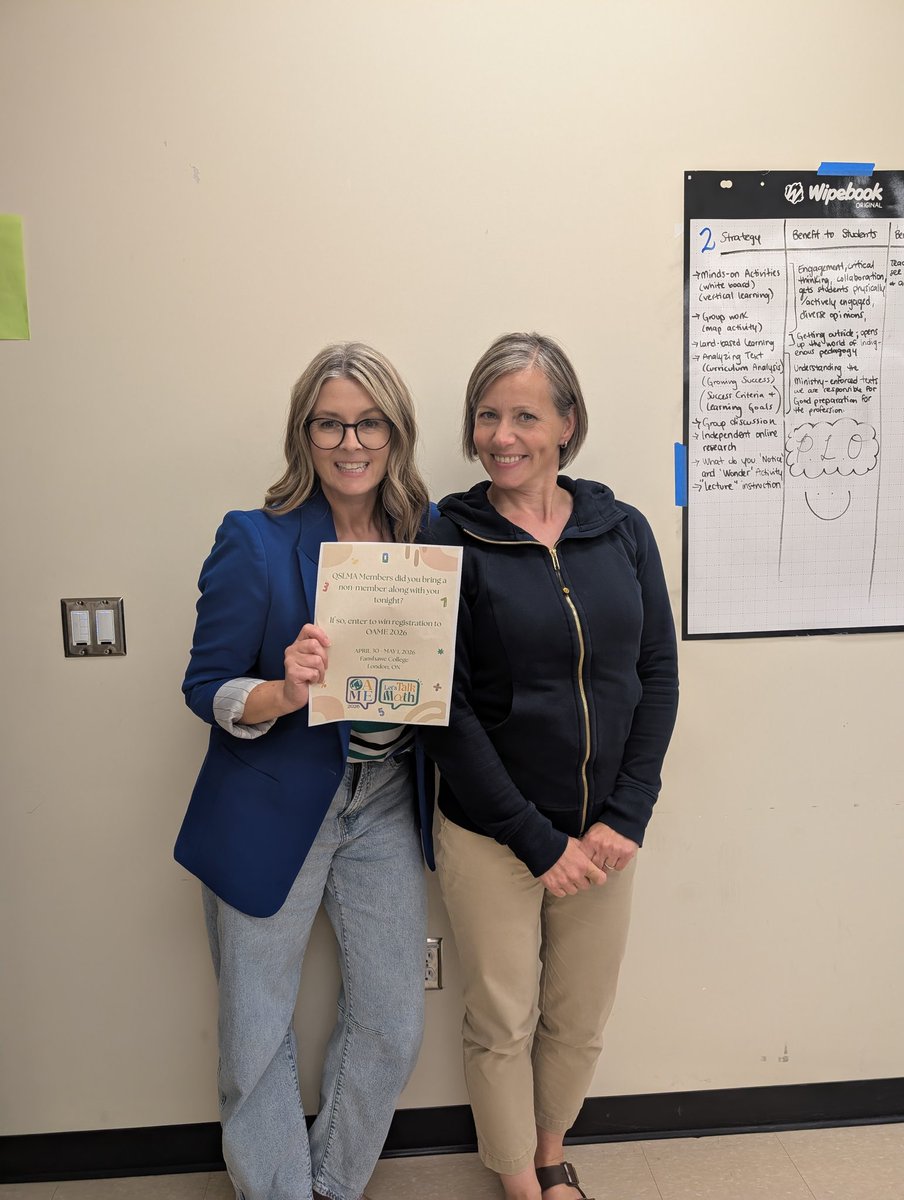 Congrats to Nicole LeSage on winning a conference fee to #oame2026 for bringing a friend to our #qslma mini-conference!