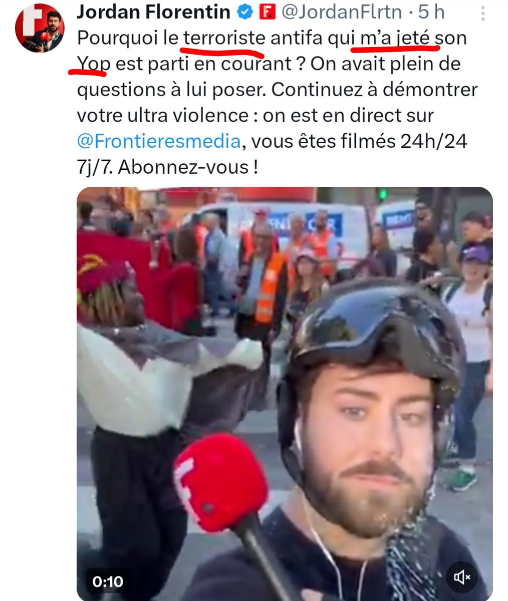 L'abruti de facho qui s'était appelé Adolf Hitler sur son pass sanitaire, qui est tellement fragile qu'il va en manif avec un casque et des gardes du corps, nous parle de terrorisme au Yop 🤡

Les gens qui suivent ce torchon vous vous rendez compte que ce sont juste des bites ?