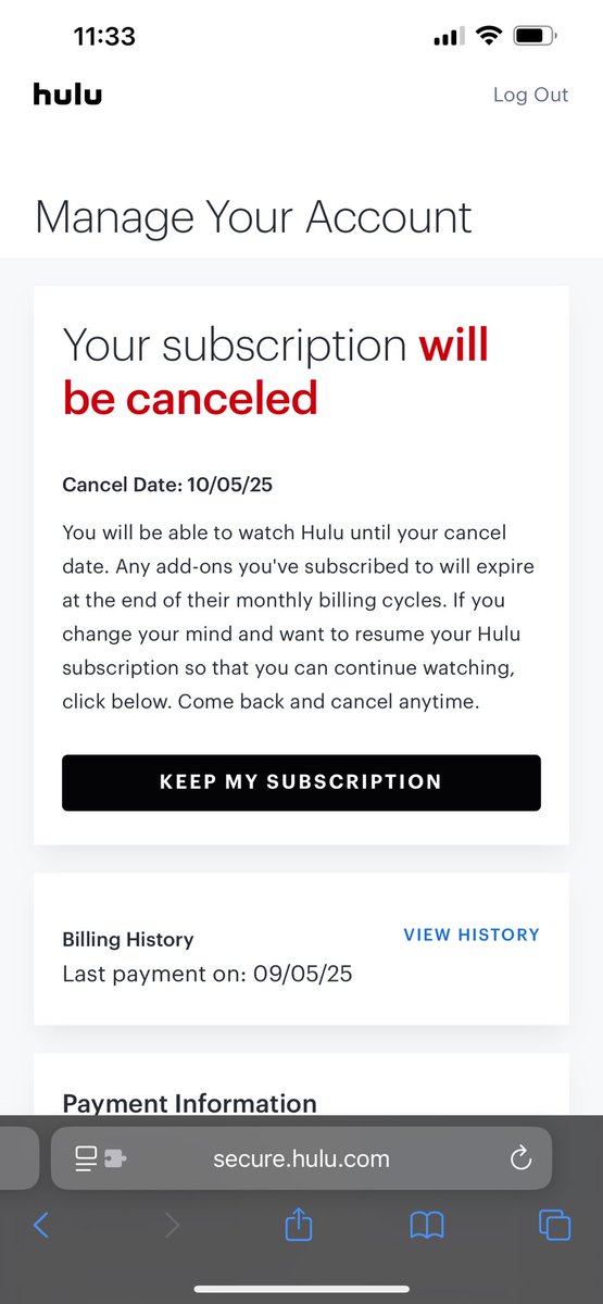 Canceled my <a href="/DisneyPlus/">Disney+</a> and <a href="/hulu/">Hulu</a> subscriptions since <a href="/ABCNetwork/">ABC</a> wants to bow down to fascism.