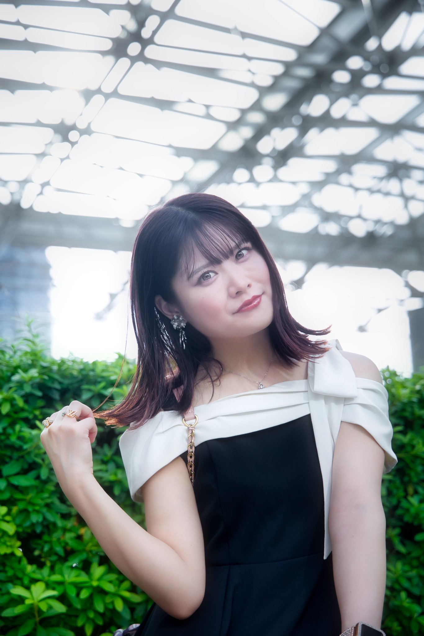 ♡asamin♡さん専用 an/アン】リボン ハートボタン ツイード キャミソール ジップ