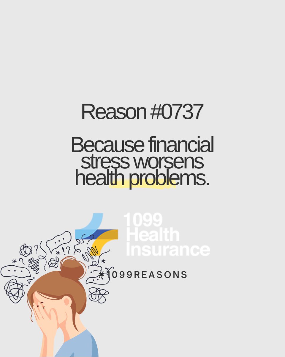 1099Health's tweet photo. Financial stress doesn't just hurt your wallet - it impacts your health too. From sleepless nights to avoiding medical care, the cycle is real.

Small steps toward financial wellness = big improvements in overall wellbeing 💪

#FinancialWellness #healthinsurance https://t.co/K7VwJp1eap