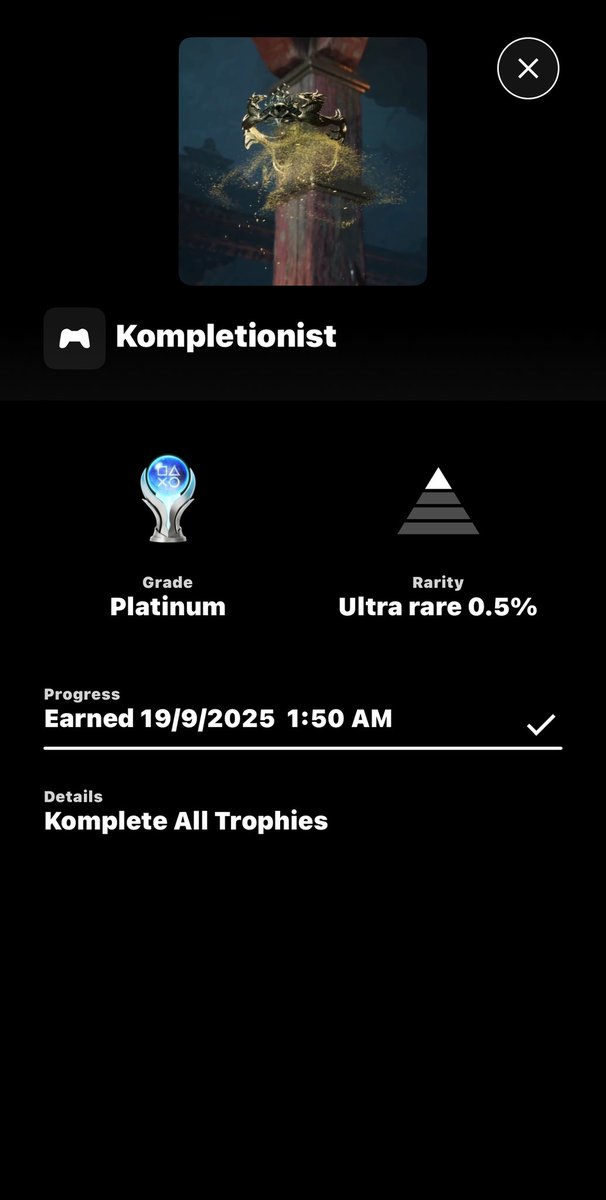 Platinum Cup 406🏆

Mortal Kombat 1

Difficulty: 5/10
Number of hours to platinum: 32 hours

There's a trophy called The Fall of the Mighty It's not difficult but you'll have to wait a long time for the boss to appear In fact I expected to wait about 30 days
