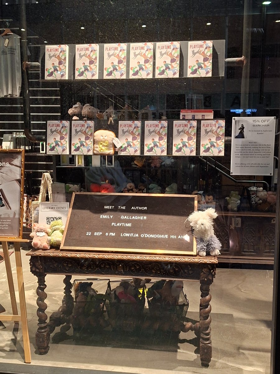 Here's a thing ... Emily Gallagher's "Playtime" to be launched by Justine Clarke at Harry Hartog Books, Kambri, ANU, Monday 22 September.