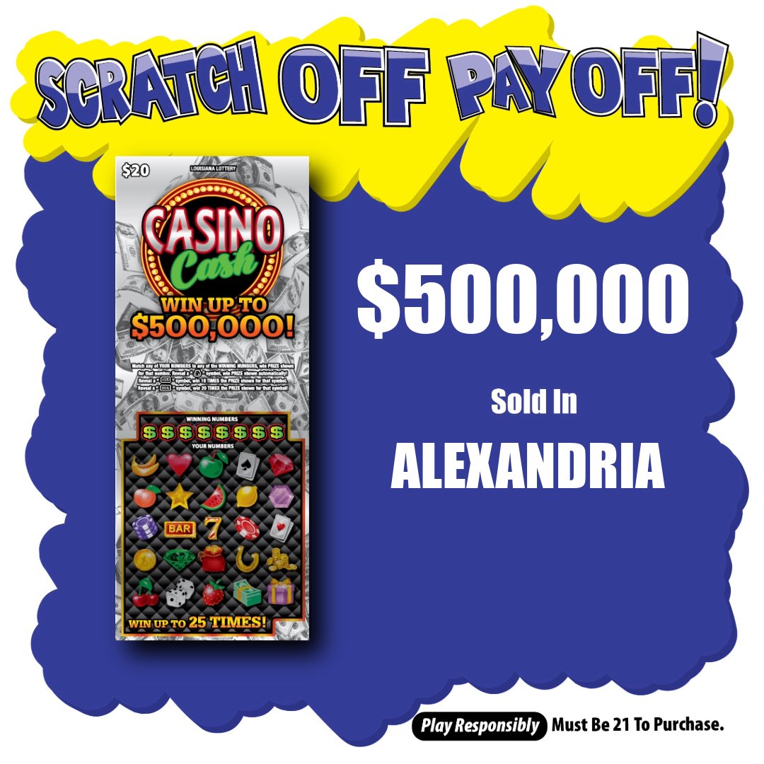 Congrats to Albertson’s #3215 on MacArthur Drive in #Alexandria! 🎉

They sold a $500,000 prize-winning Casino Cash #ScratchOff! 🤑

👉 brnw.ch/21wVTJM