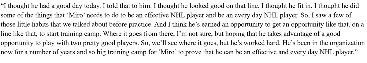 Where everyone fits still to be determined, but Ivan Miroshnichenko is getting the first shot at the open forward spot in the lineup, practicing today on the line with Connor McMichael and Tom Wilson.

Spencer Carbery on Miroshnichenko: