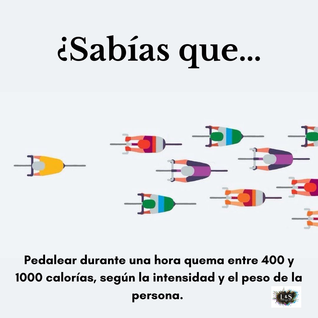 Sabias que…. Pedalear durante una hora quema entre 400 y 1,000 calorías 🚲