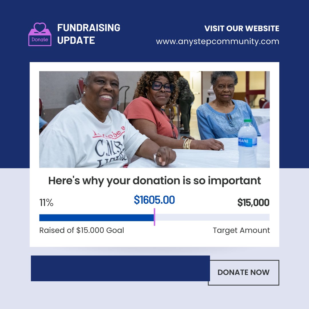 AnyStepCommunit's tweet image. Thank you for your generosity so far! 
⏰ We’ve made it to 11% of our goal, but we can’t stop now! There’s still time to stand with older adults in North Texas and change a life. Join us today on #NTxGivingDay and multiply the impact: northtexasgivingday.org/organization/1…