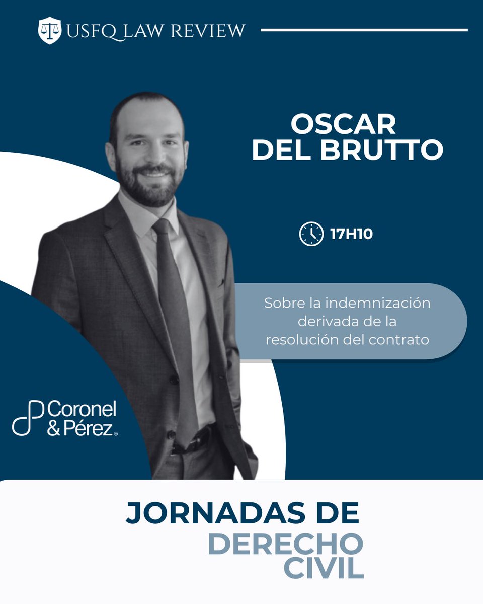 Les presentamos a los primeros ponentes para las Jornadas de Derecho Civil ⚖️. 

¡El registro estará abierto hasta mañana a las 11h00 en el siguiente link: forms.office.com/r/cAHsV1Bi9t?o…

Los esperamos.