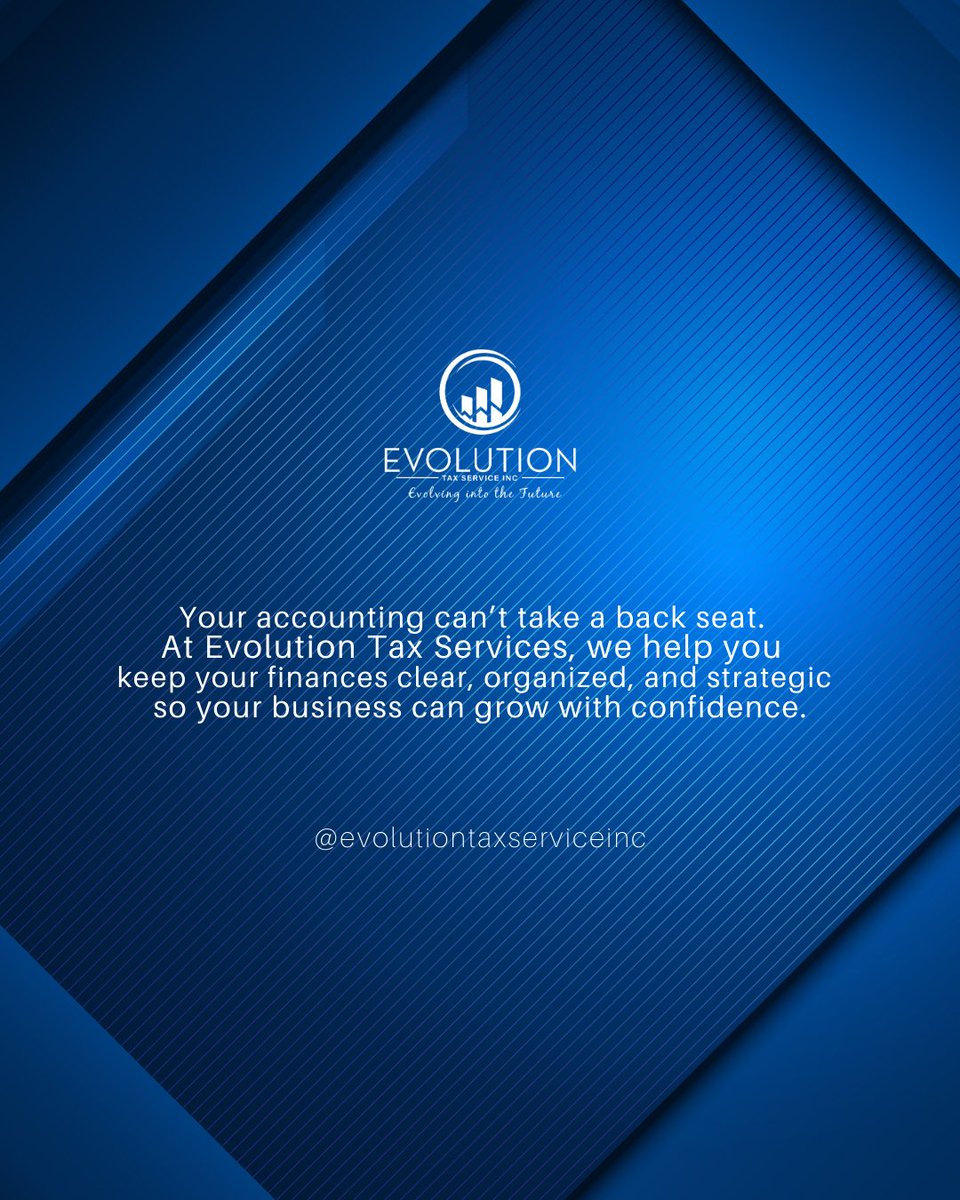EvolutionTax_S's tweet photo. ✨ Grow your business without fear or doubt.

At Evolution Tax Services, we don’t just manage your accounting—
we turn your numbers into clarity, structure, and strategies that deliver real results.

🚀 Your success starts with smart financial decisions. https://t.co/YVOeyiHxSo