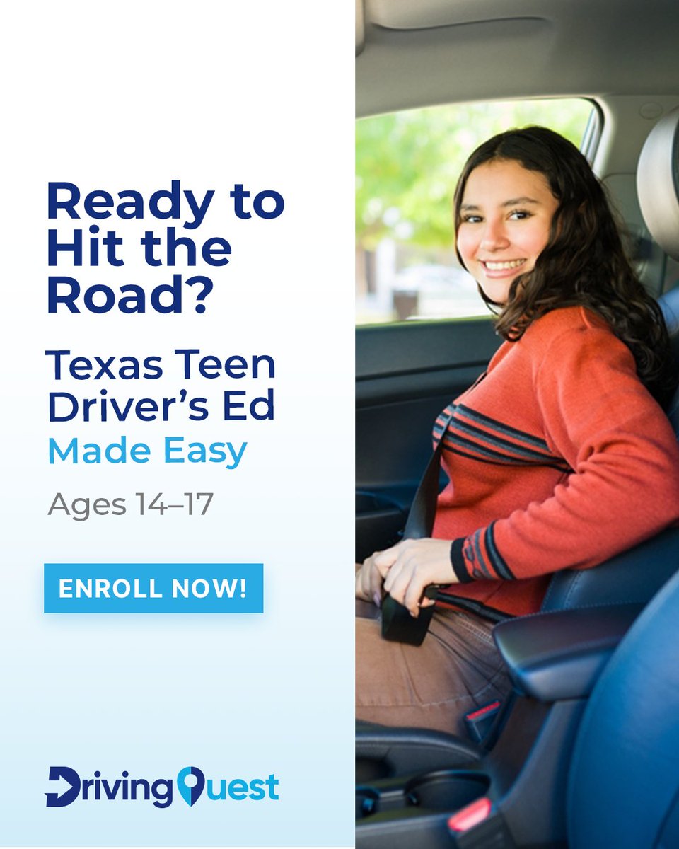 DrivingQuest_'s tweet image. Ready to earn your Texas learner&apos;s permit?

Our online Teen Driver’s Ed course is designed for flexibility and easy learning, perfect for busy teens!

Enroll now and start driving with confidence:
🔗 bit.ly/3Tj0umg

#TeenDriversEd #PermitReady #TexasTeensDrive