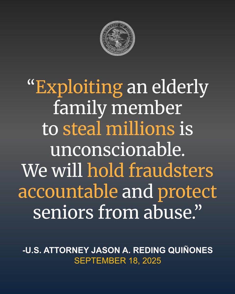 Former Financier Sentenced to Seven Years in Federal Prison for Defrauding Elderly Family Member of $8.4 Million
🔗justice.gov/usao-sdfl/pr/f…

<a href="/FBIMiamiFL/">FBI Miami</a>
<a href="/SECGov/">U.S. Securities and Exchange Commission</a>