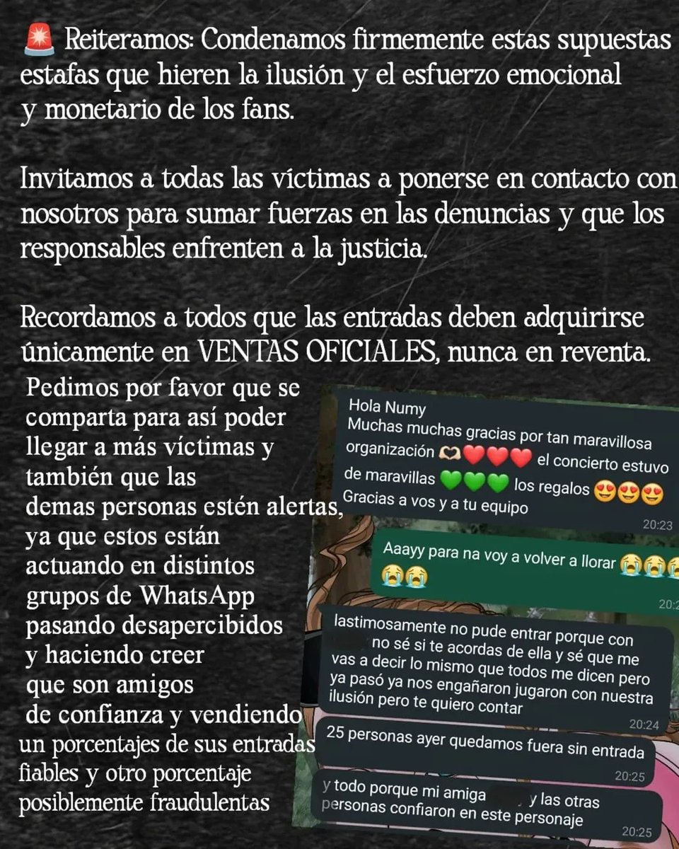 Si fueron estafados por la cuenta "LA Tickets" por favor contacten al DM de 
instagram.com/greendaypy en Instagram. 

No dejemos que las personas que hicieron esto queden impunes y vuelvan a estafar y cortar el sueño de los fans de ver a su artista favorito.