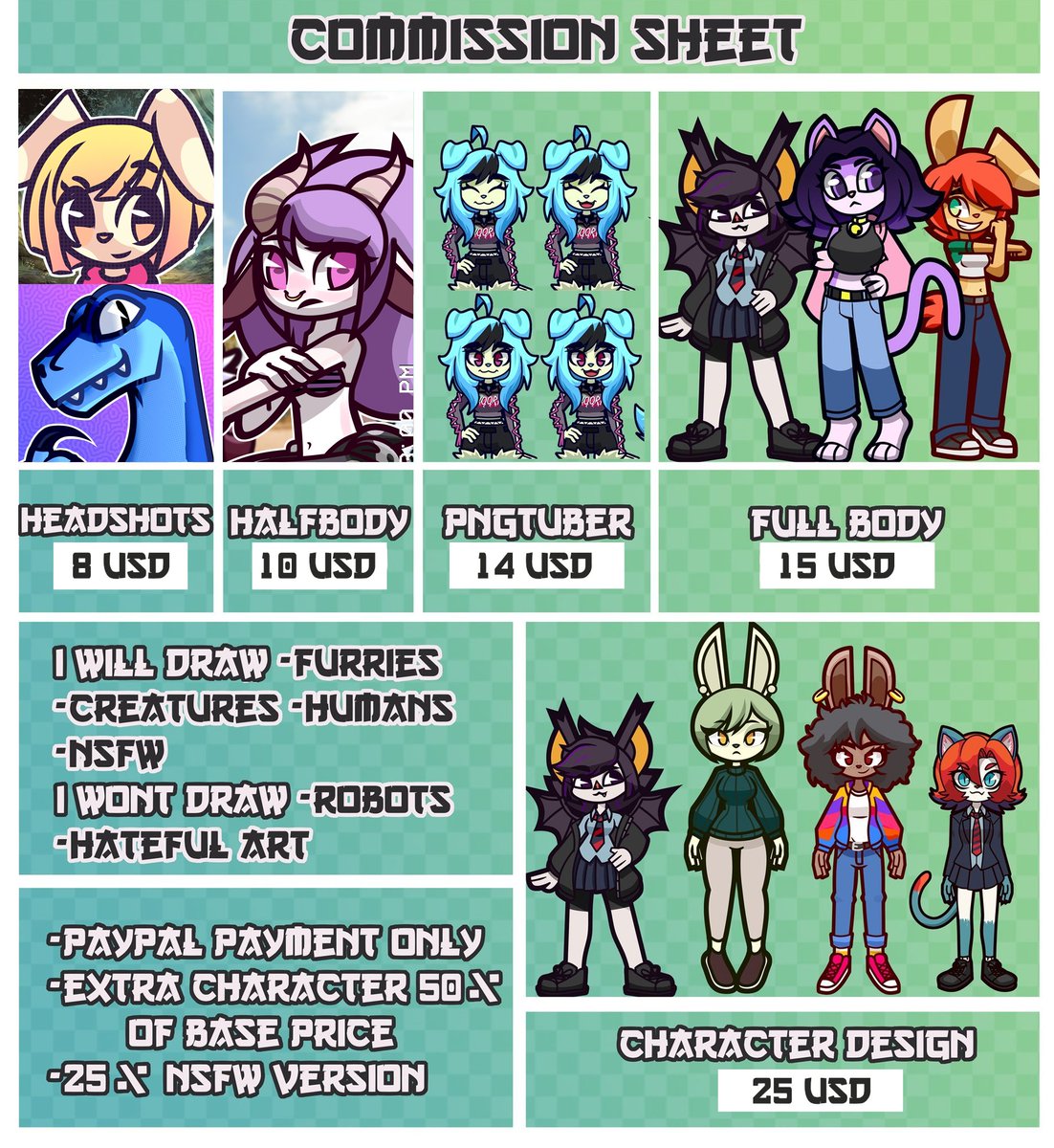 ✨ Commissions Open! ✨
I’m opening commissions and have some slots available. Everything is on discount! I’d really appreciate your support. 💖

NOTICE: THE POPSICLES WILL BE AVAILABLE UNTIL SEPTEMBER 22!!

#art #commissionsopen #furryartist