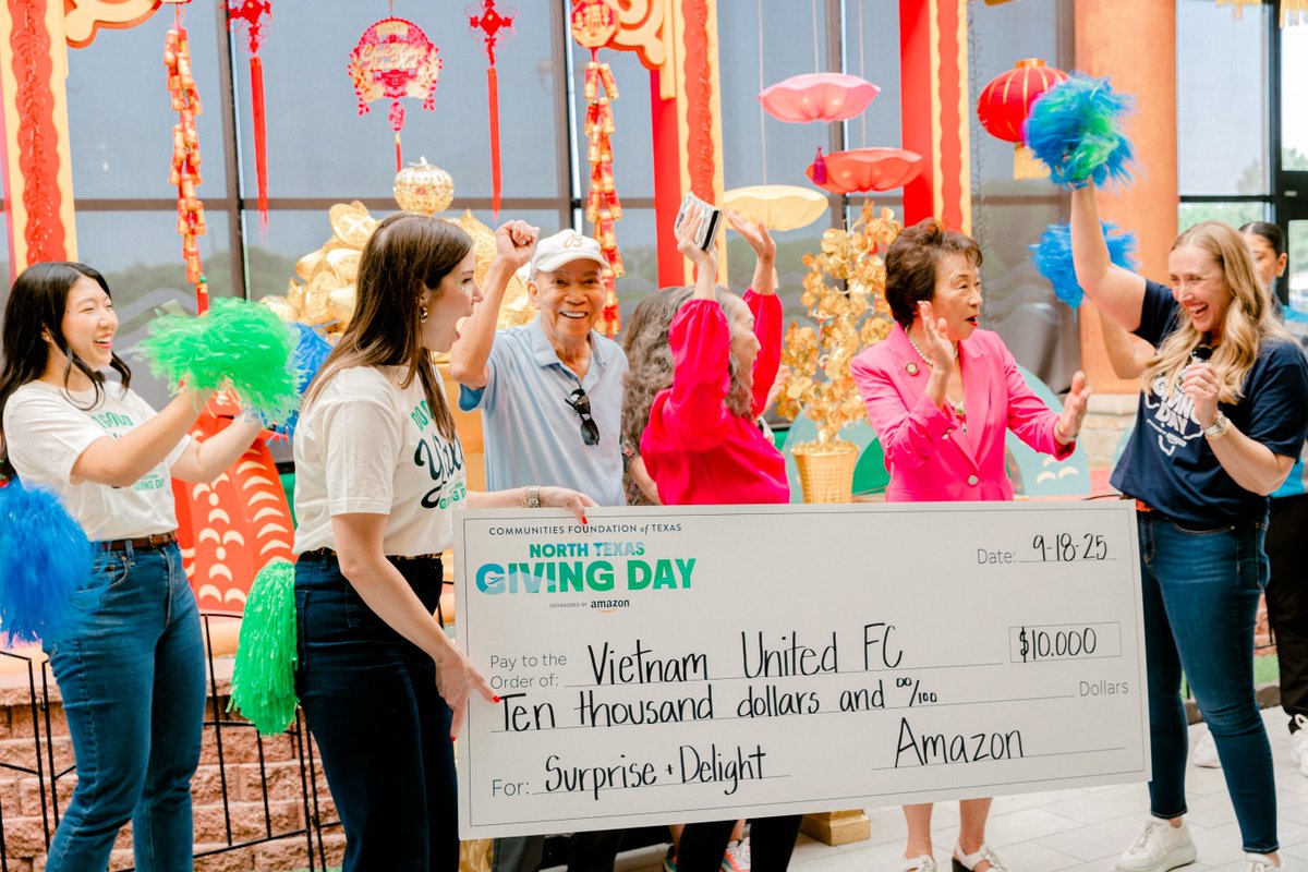 AngieChenButton's tweet image. Today is North Texas Giving Day! Thank you @amazon for giving back to nonprofits in our community like Vietnam United FC. North Texas Giving Day is happening right now and ends at midnight. #NorthTexasGivingDay!