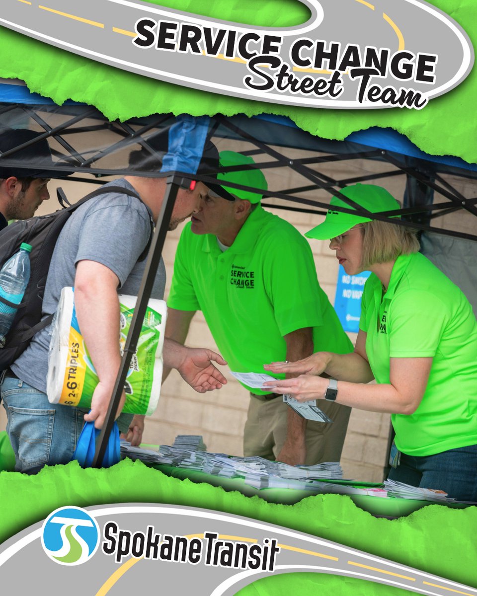 spokanetransit's tweet image. Our #ServiceChange Street Team will be available at various locations to help you understand this year's September Service Change. All 40 routes impacted by the September Service Change take effect on Sunday, September 21. Details are available at spokanetransit.com/change.

STA