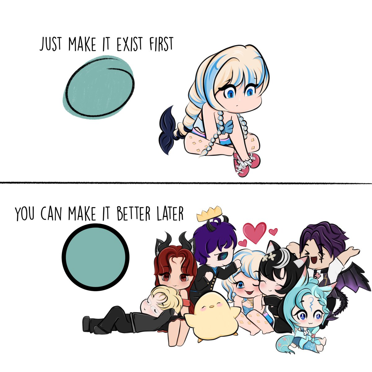 My own twist on this trend 🫶🏻 
I love my friends so much! This isn’t even all of them since not all of them have OCs 👉🏻👈🏻 
I was very lost in myself and I started my streaming journey 4 years ago thinking it’d just be a fun little pass the time and to provide entertainment….