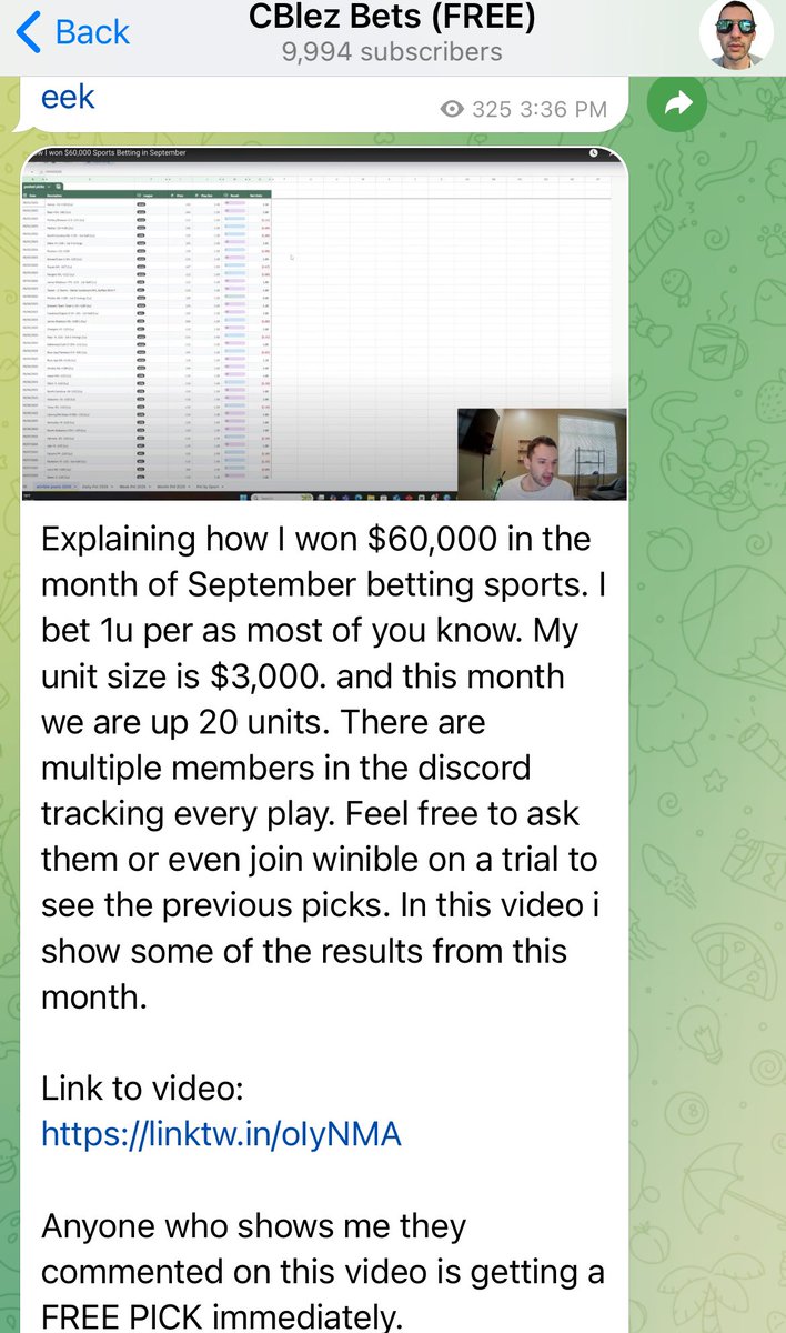 Look the lying=scamming <a href="/cblezbets/">cblez</a> posted on his telegram that he won $60K this month 

How is that possible when all the bets you made &amp; posted are on an entertainment site that doesn’t book REAL money bets