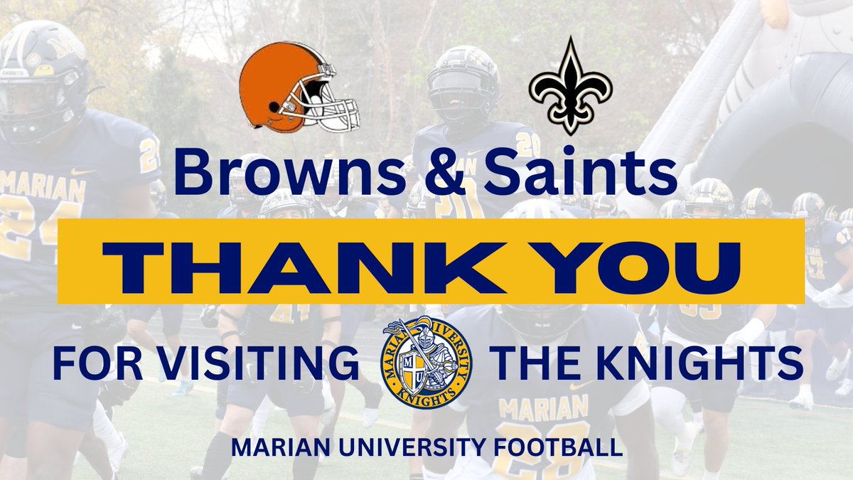 Thank you <a href="/Browns/">Cleveland Browns</a> and <a href="/Saints/">New Orleans Saints</a> for stopping by practice today to watch some Marian Knights Football!
#GoKnights