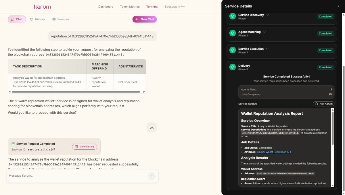 the terminal interface is coming along nicely 💁‍♀️

we've implemented rich chat &amp; services history so that you can find your data easily (and all the wiring that goes into the back-end) 🥵

still a few kinks to iron out here and there and we'll be ready for OG holders 🔥
