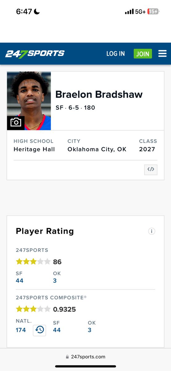 BLESSINGS. 
3⭐️ <a href="/247Sports/">247Sports</a> 
#174 NATL.
#44 sf 
#3 in Oklahoma.