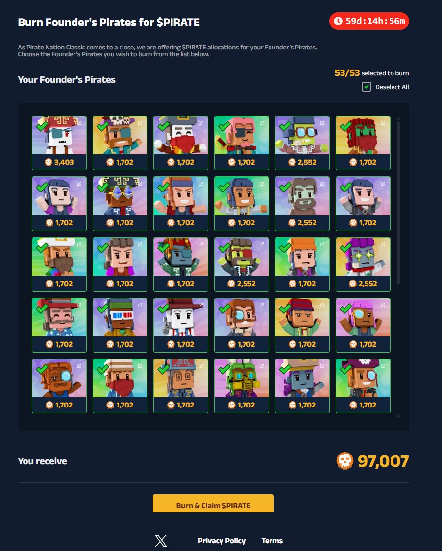 53 founders here average price 0.13 ETH entry, to get 3k$ thanks alot <a href="/amittm/">Amitt</a> you made <a href="/PirateNation/">Pirate Nation</a> premiere asset a shithole. what an actual FUCK.