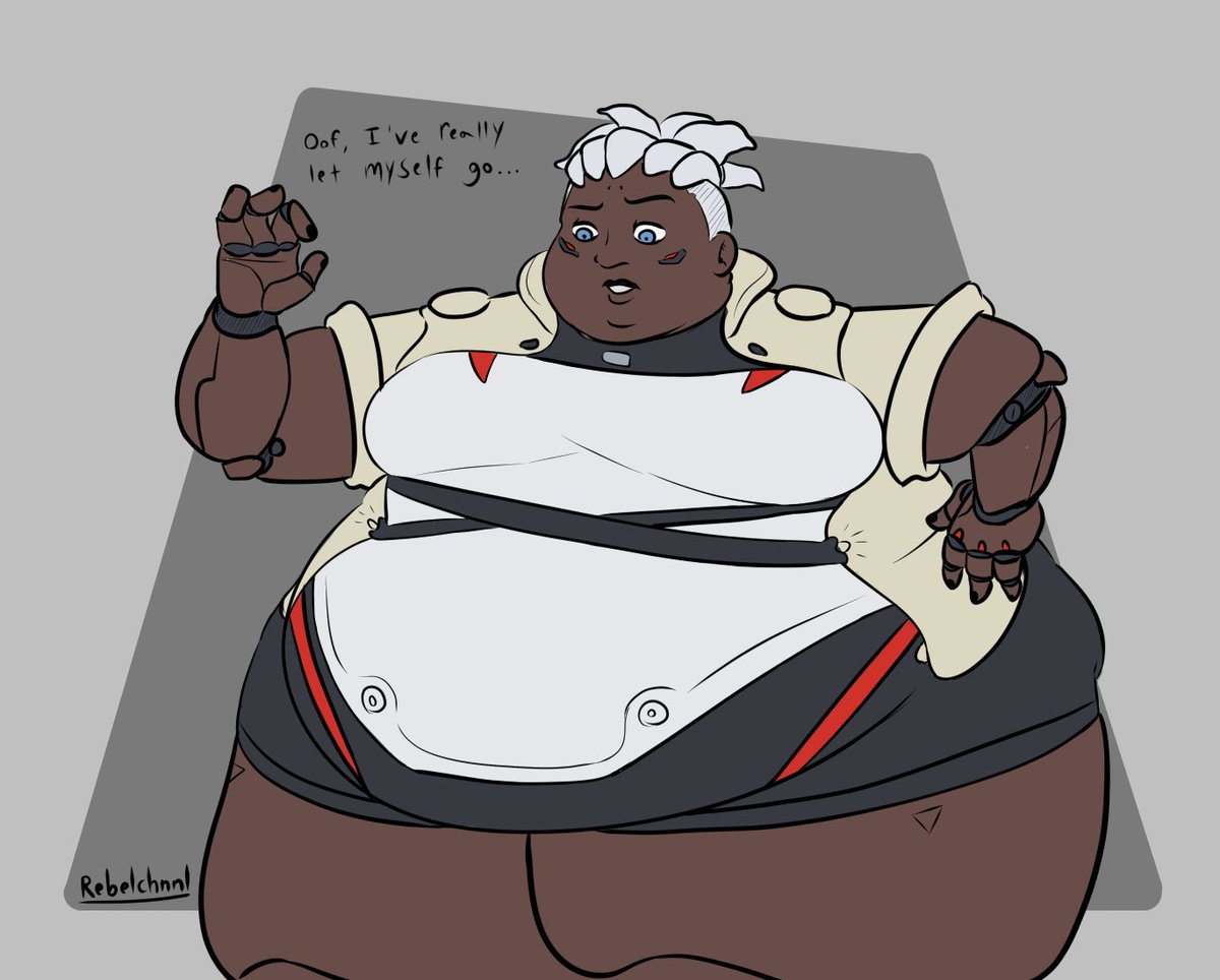 Sojourn has been off duty for quite a while, even with vigilante work her rest and eating habits had lead to quite some growth

#weightgain #WG #belly #fat