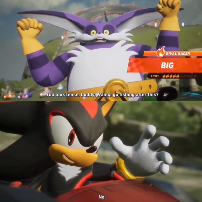 Sharky (@ryanlthomas1) on Twitter photo Why is this so funny.
#SonicRacingCrossWorlds Why is this so funny.
#SonicRacingCrossWorlds