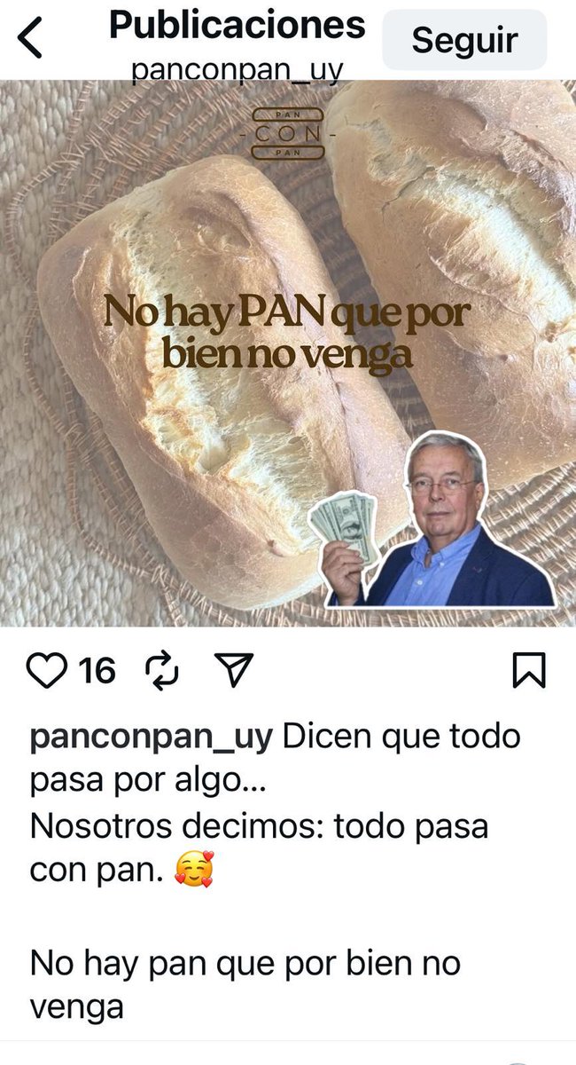 No hay pan que con el bien de otro no venga.
instagram.com/panconpan_uy?i…
⚠️ Atención esos panes no brindan mucha confianza sabiendo de quien viene (hija de Basso) prendimiento creado con plata sucia.