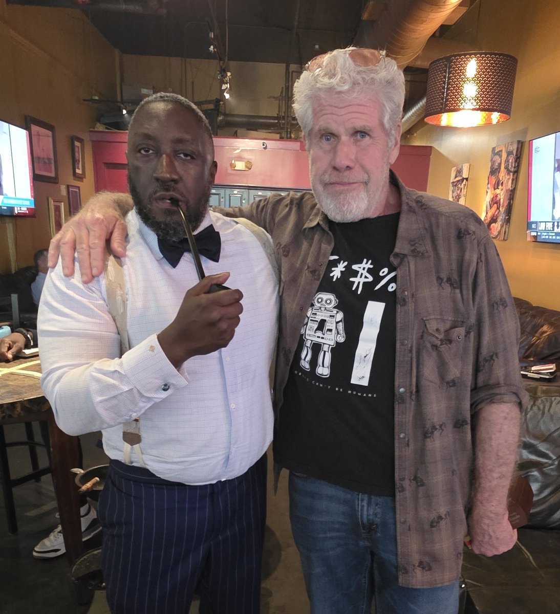 AtlBlerd's tweet image. Met  Ron Perlman aka #Hellboy aka Clay Morrow from #SonsofAnarchy a couple of hours ago. Don&apos;t hate.

#HighlandCigarCompany