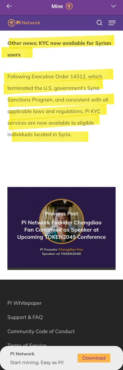 Sang_PiNetwork's tweet photo. Breaking news from Pi Network: KYC now available for Syrian users.
Congrats Syrian users!
#PiNetwork
#Realweb3
#BTC2.0 https://t.co/3s5bbCuV6K
