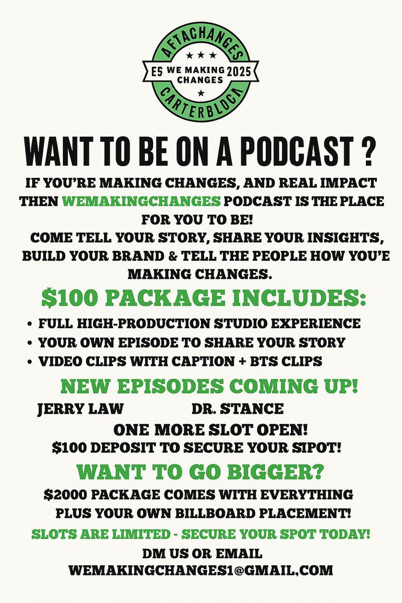 Maricoop12's tweet photo. 🎙️ WANT TO BE ON A PODCAST ?🎙️

IF YOU’RE MAKING CHANGES, AND REAL IMPACT THEN WEMAKINGCHANGES PODCAST IS THE PLACE FOR YOU TO BE!
COME TELL YOUR STORY, NEW EPISODE COMING WITH 
JERRY LAW @jerrylaw2raw 

HOLLY @freshprintholly 

DR. STANCE @audi1nonly 
#explore #podcast https://t.co/lxZlo3sCZM