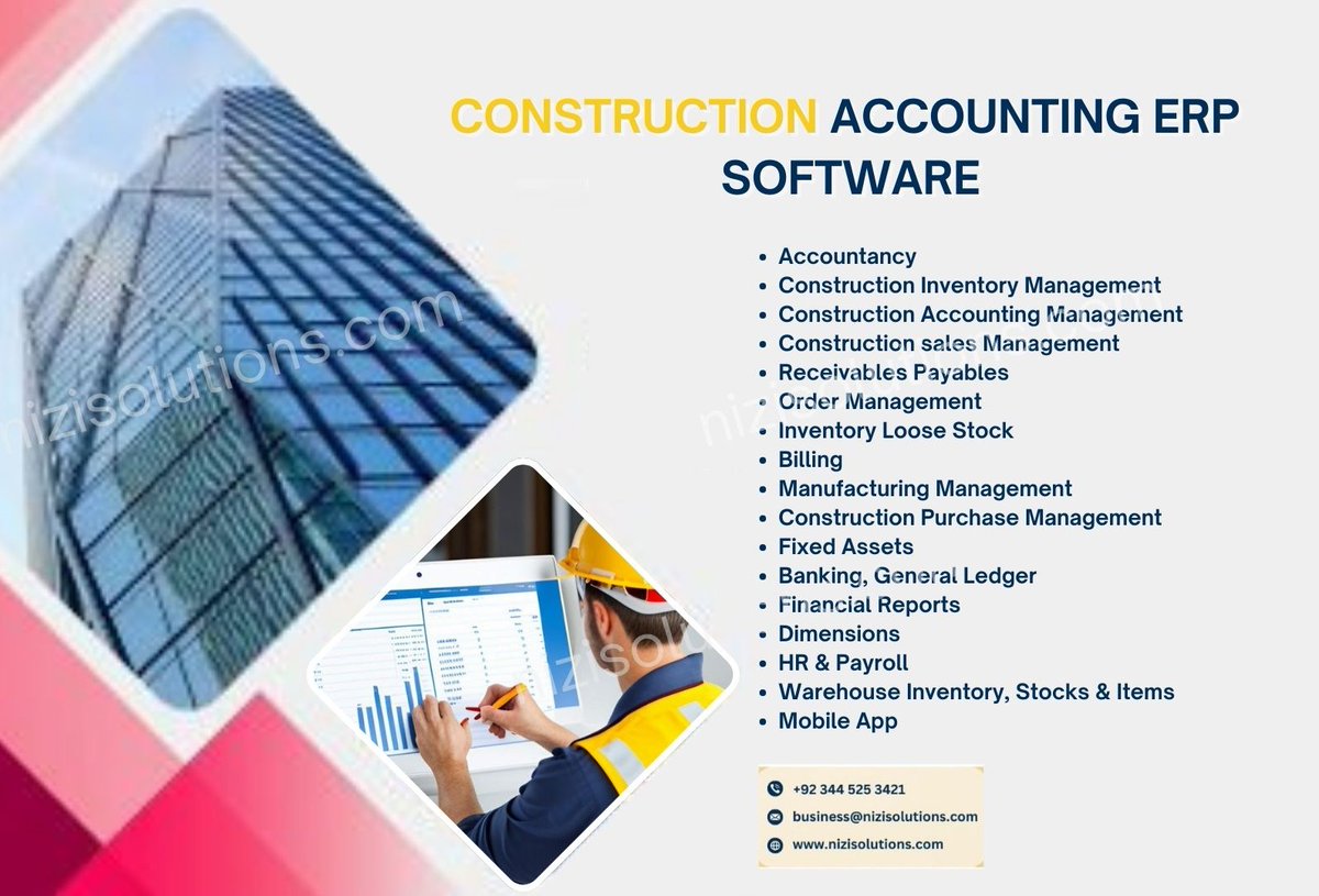 nizisolutions's tweet image. 🏗️ Keep projects on budget &amp;amp; profits on track!

With Nizi Solutions Construction  Software:
✔️ Track expenses in real-time
✔️ Automate payroll &amp;amp; billing
✔️ Manage contractors &amp;amp; taxes
👉 nizisolutions.com/construction-a…
#ConstructionTech #AccountingERP #SmartProjects #NiziSolutions