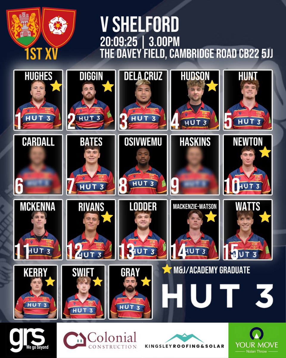 Here it is!

Your 1st XV to travel down to fellow, early strugglers, <a href="/ShelfordRugby/">Shelford Rugby</a> 

With both sides yet to register a win in their opening games this could be a cracker, the boys could do with all the support possible so get yourselves down to cheer them on

Up the N’s

🔴🟡🔵