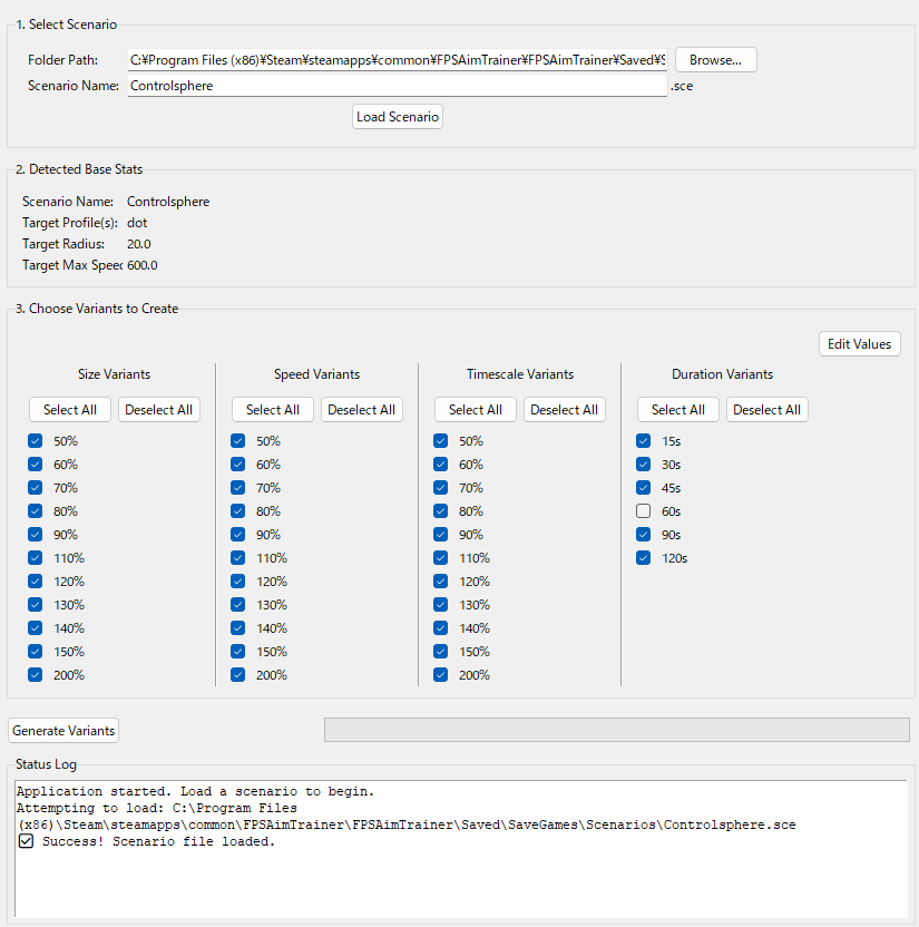 I made a tool to automate the creation of KovaaK's scenario variants.
- Size (radius)
- Speed (run and crouch)
- Timescale
- Duration (score adjusted)
Just type in scenario name, load and generate.

drive.google.com/drive/folders/…