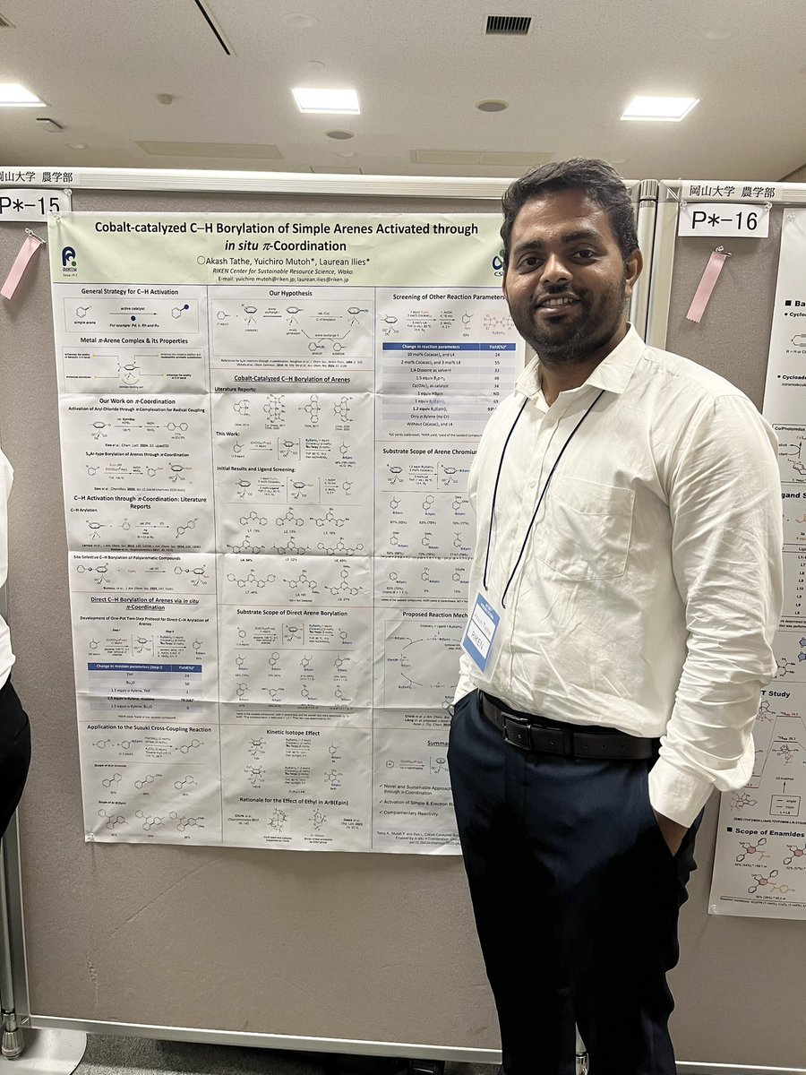 akkitathe18's tweet photo. I had an opportunity to present our work on ‘Cobalt-catalyzed borylation of simple arenes activated through in situ π-coordination’ at the 71st Organometallic Symposium in Okayama. I am grateful to my postdoctoral supervisor, Prof. Ilies, for his support and guidance. @IliesTeam https://t.co/XniRnirQHd